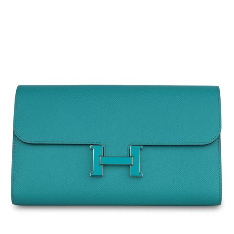 hermes cro.constance bleu paon|HERMES Epsom Enamel Constance Long Wallet Bleu Paon.